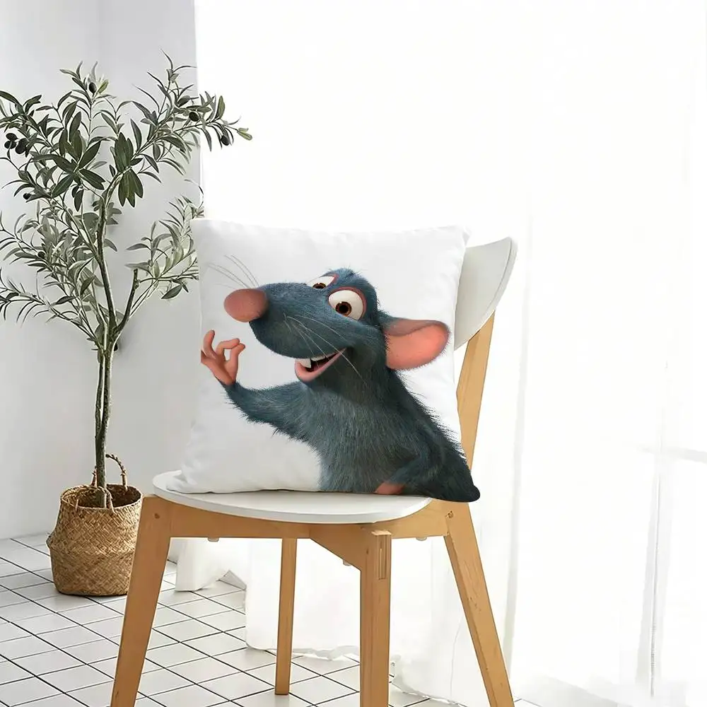 Cartoon Ratatouilles   Pillow Case Square Double-Sided Sofa Cushion Cover Bedroom Bedside Pillow Gift