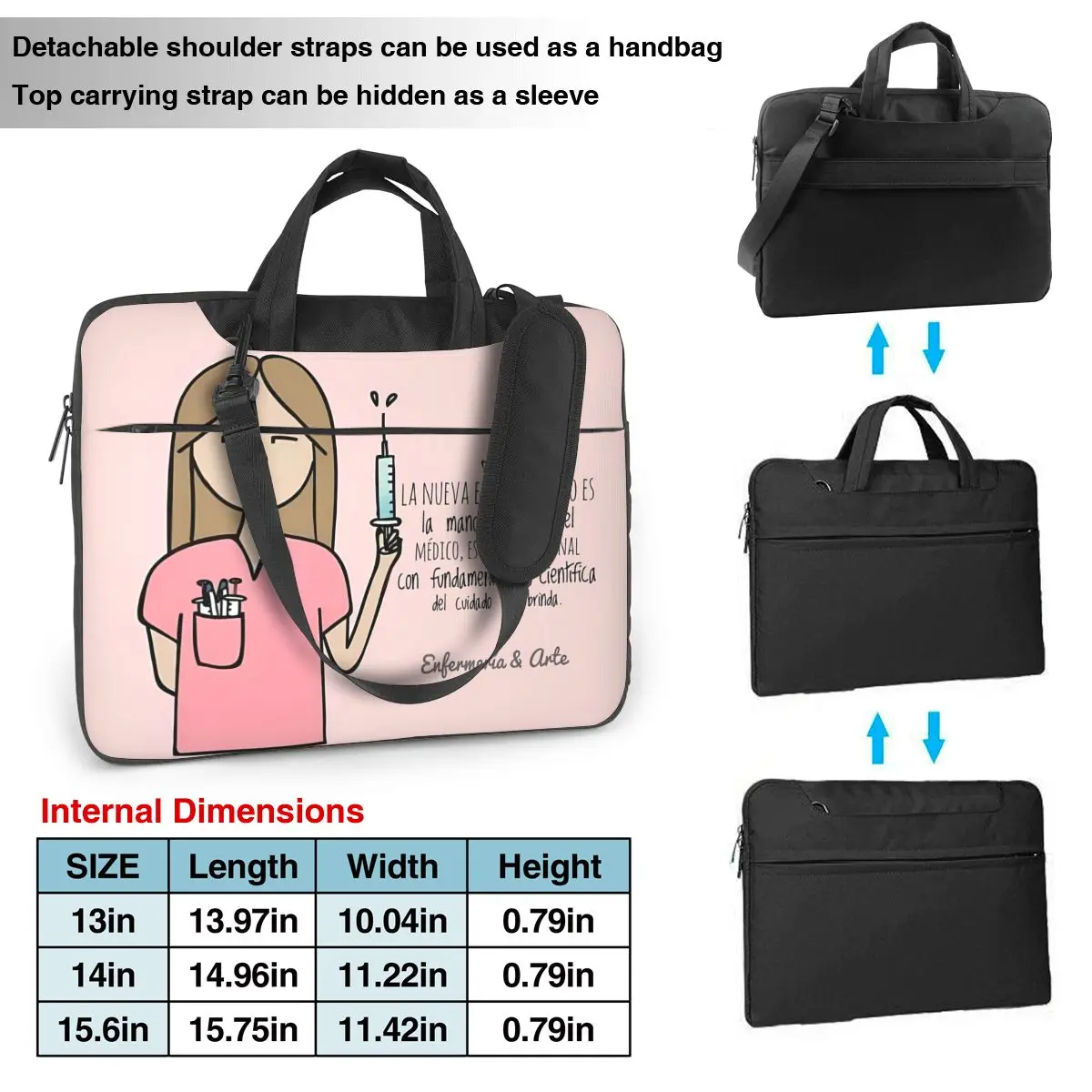 Laptop Bag Enfermera En Apuros Notebook Pouch Doctor Nurse Medical Anime Portable 14 15 Travel Computer Bag For Macbook Air HP