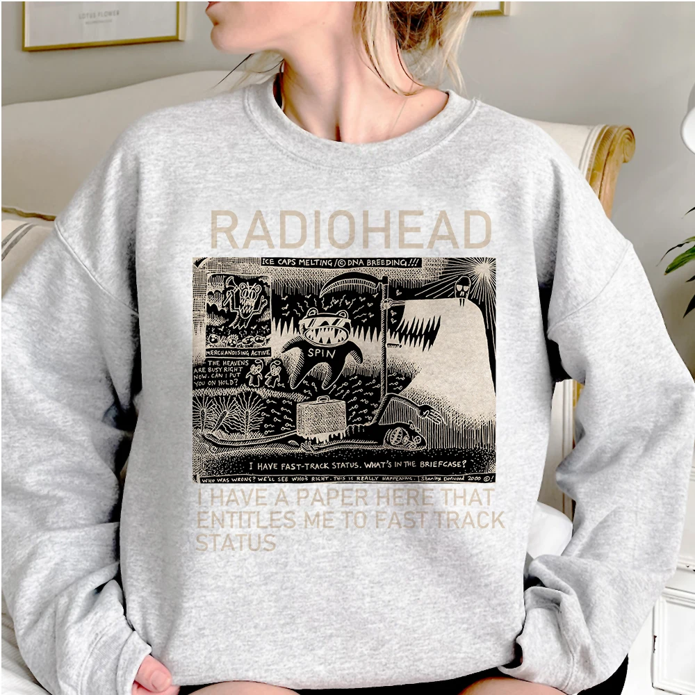 Radiohead hoodie patterned athleisure youthful Y2K anime teen pullover graphic comfortable athleisure modern style