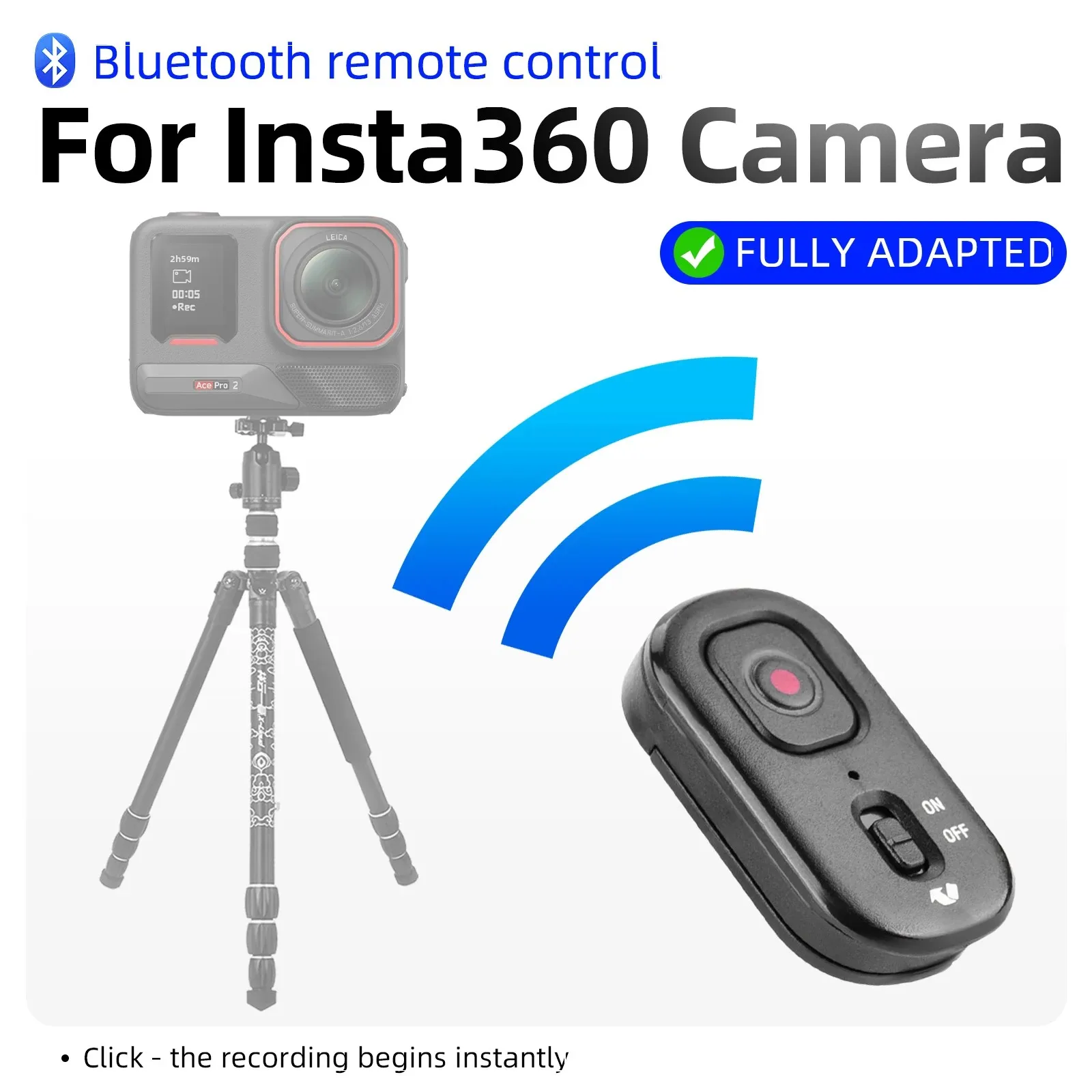 

Bluetooth Remote Control for Insta360 X5 X4 X3 Ace Pro 2, Photography Shutter Release Button Controller Camera Accessories