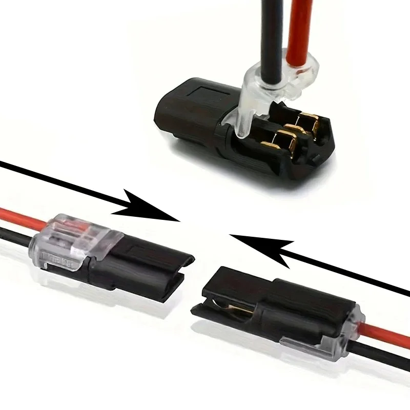 50Pcs D2 2Pin Way Plug Cable Snap Waterproof Elect Solderless Quick Connect Terminal LED No-Solder D2 Plug-in Quic Terminal