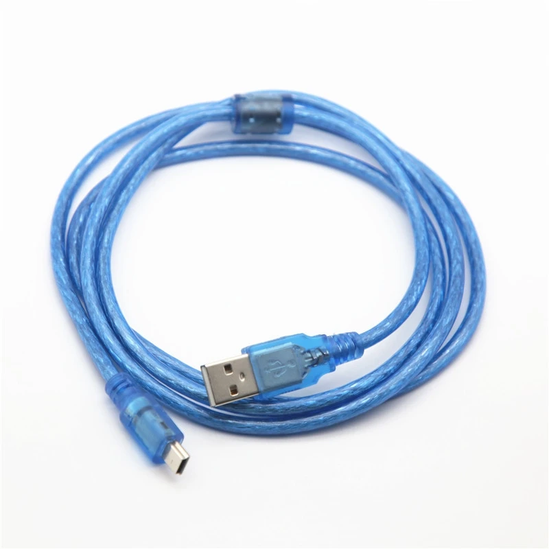 1pcs Mini Usb To T Port 5p Data Cable Transparent Blue 2.0usb Car Cable 1.5/3/5m