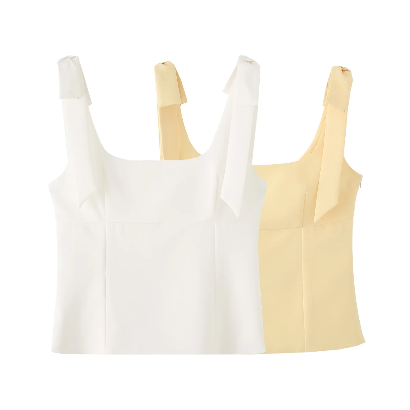 

UNIZERA Women's Short Top Gentle and Sweet Style Casual Bow Decoration Square Neck Solid Color Summer New Short Top