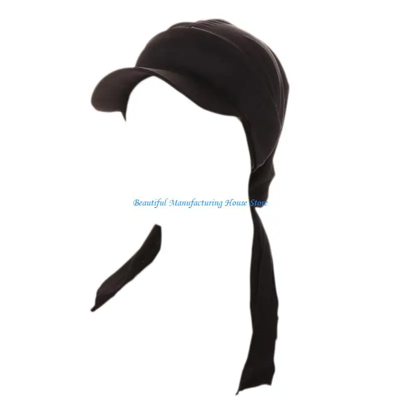 E56A Bonnet Caps Stretch Polyester Head Wraps for Women Soft Fashion Turban Hat