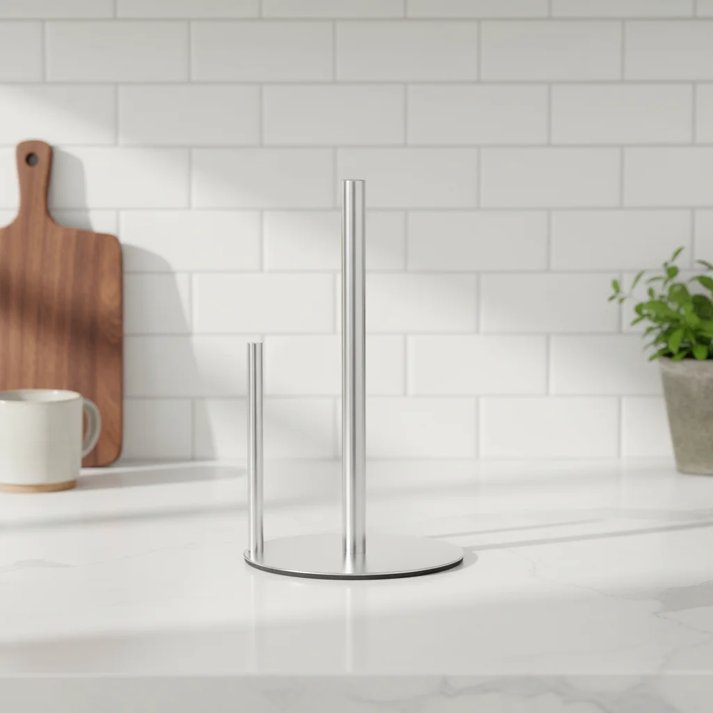 

Weighted Base Space-Saving Paper Towel Dispenser Stainless Steel Paper Towel Holder Non-Slip One-Handed Tear Paper Towel Stand