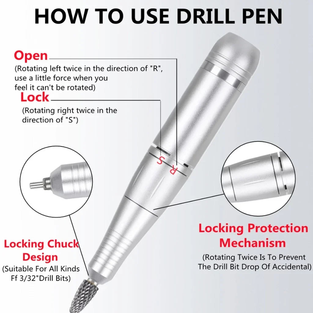 Trapano per unghie portatile elettrico professionale da 45000 giri/min Lima per levigatrice per unghie ricaricabile a basso rumore per strumento per salone di manicure