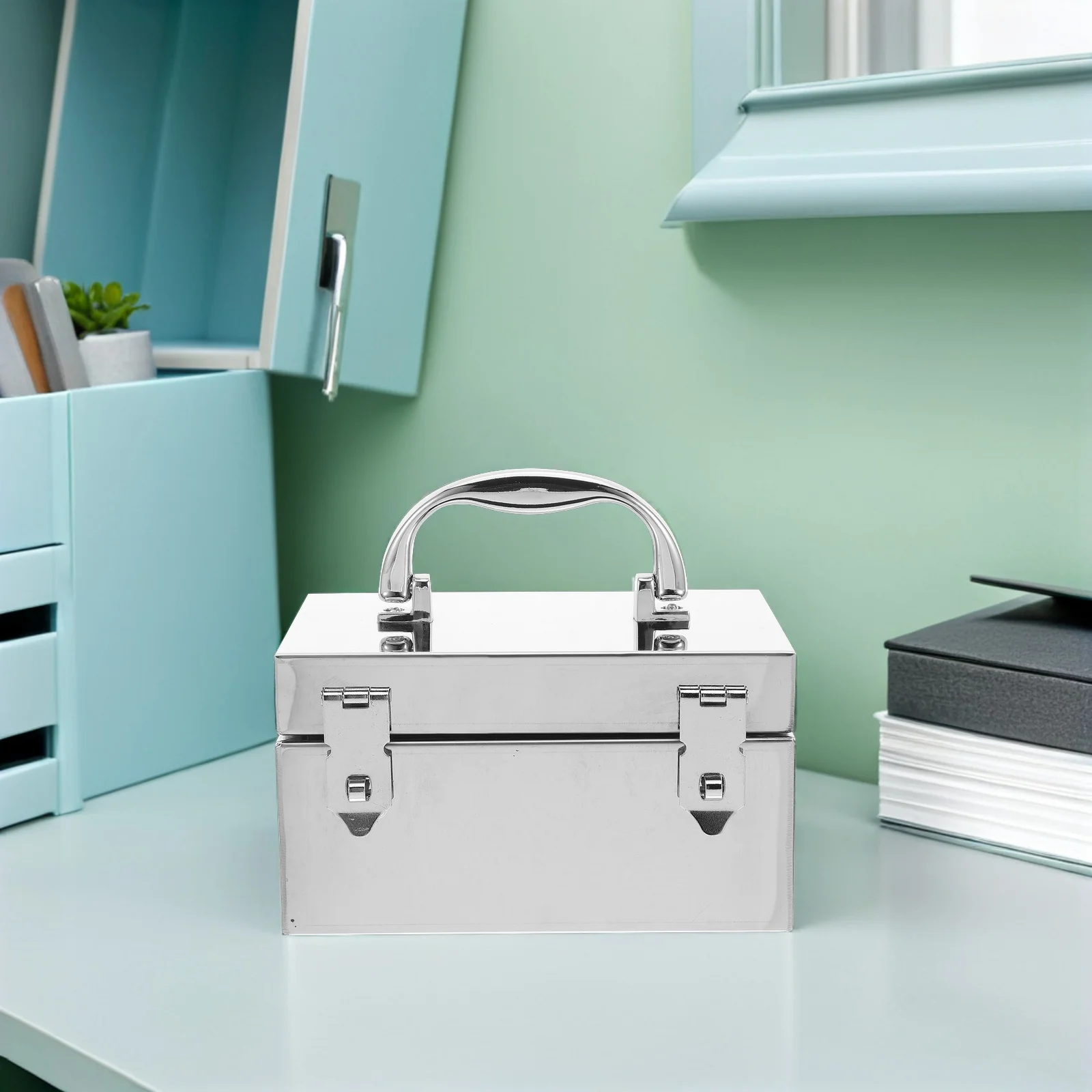 Portable Metal Cash Box with Key Lock Secure Stainless Steel Safe for Bills Receipts and Valuables Compact Design for Daily Use