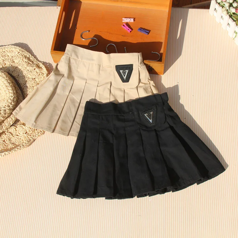 Summer Tutu Skirts for Kids Girls Casual Teenage School Black Miniskirt Korean Children Khaki Mini Clothes 4 8 12 14 16 Years