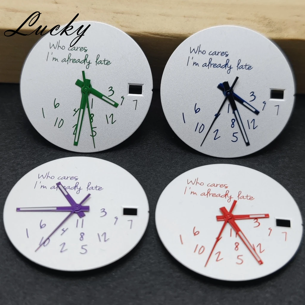 Neues 28,5-mm-Uhrenzifferblatt NH34 NH35 NH36 4R/7S Zeiger-Set DIY-Uhrengesichter passend für NH35-Uhrwerk Who Cares Lt's Ready Late-Zubehör ﻿