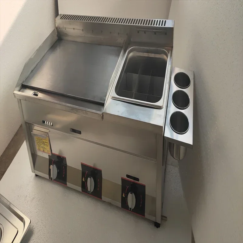 Poêle à frire à gaz domestique 220v, combinaison de four en acier inoxydable, poêle à frire, Machine à calmar grillé, Machine à crêpes, Machine à gâteaux à la main