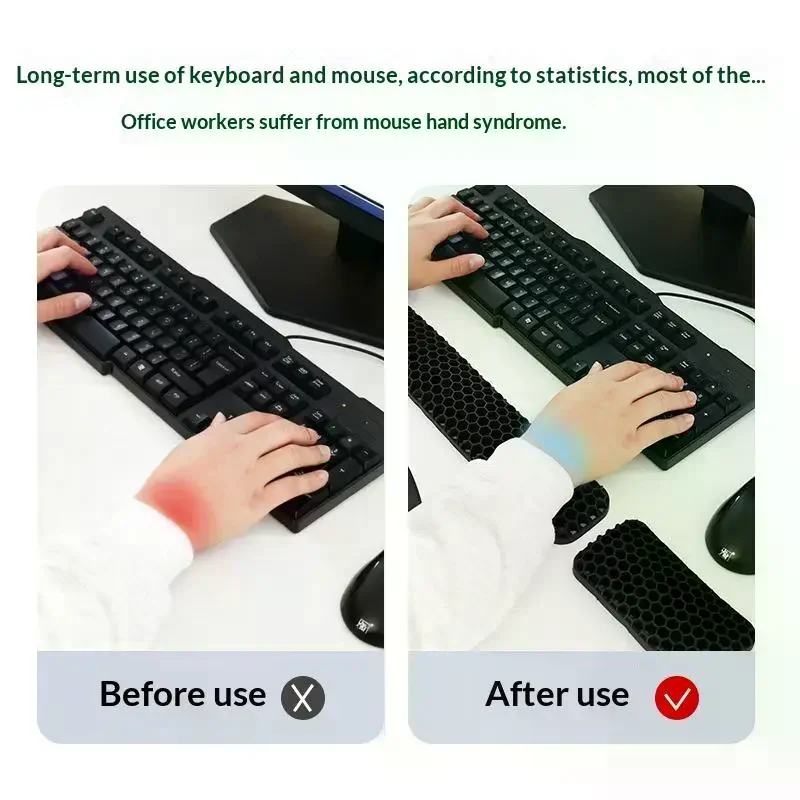 Ergonomic Mouse Wrist Rest Pad Keyboard Pad Gaming Office Support With Soft Washable And Stain-Resistant Wrist Pad Honeycomb