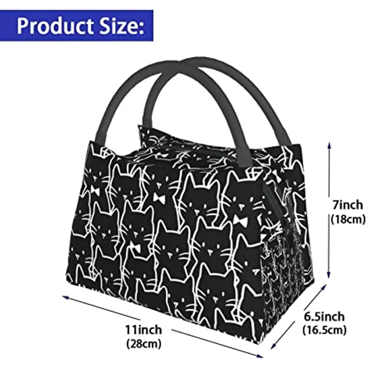 Lunch Bag for Women Men Insulated Lunch Box Line Cat Durable Cooler Tote Bag Organizer Lunch Holder for Kids Adult Office Picnic