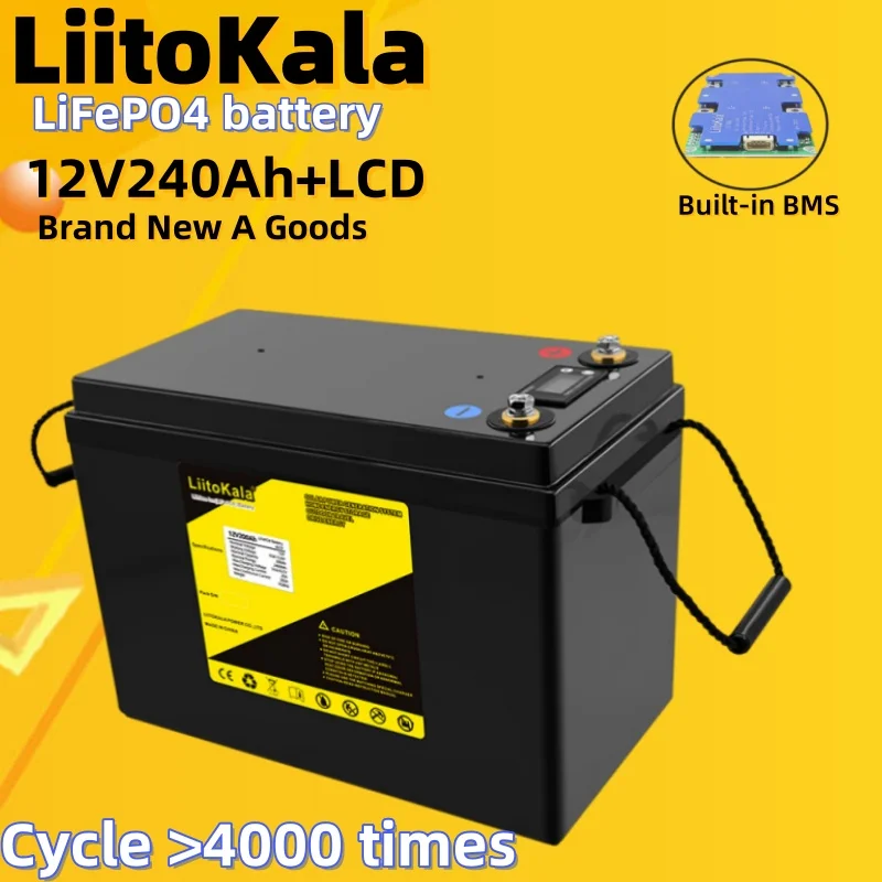 

Liitokala 12 В LifePo4 литий-железо-фосфатный аккумулятор встроенный BMS 240 Ач высокая емкость подходит для наружного источника питания для гольфа
