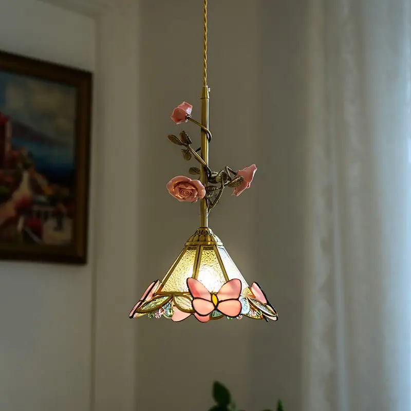 

French Style Pendant Light and Atmosphere Rose Blossom Pendant Light Creative Personality Retro Art Home Pendant Light