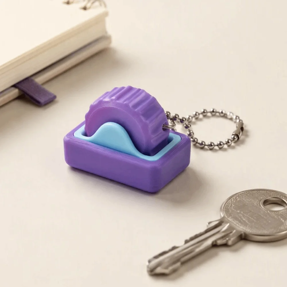 3D Printed Roller Stress-relief Button with Beaded Chain Gear Roller Slides Smoothly Backpack Pendant Portable Vegetables