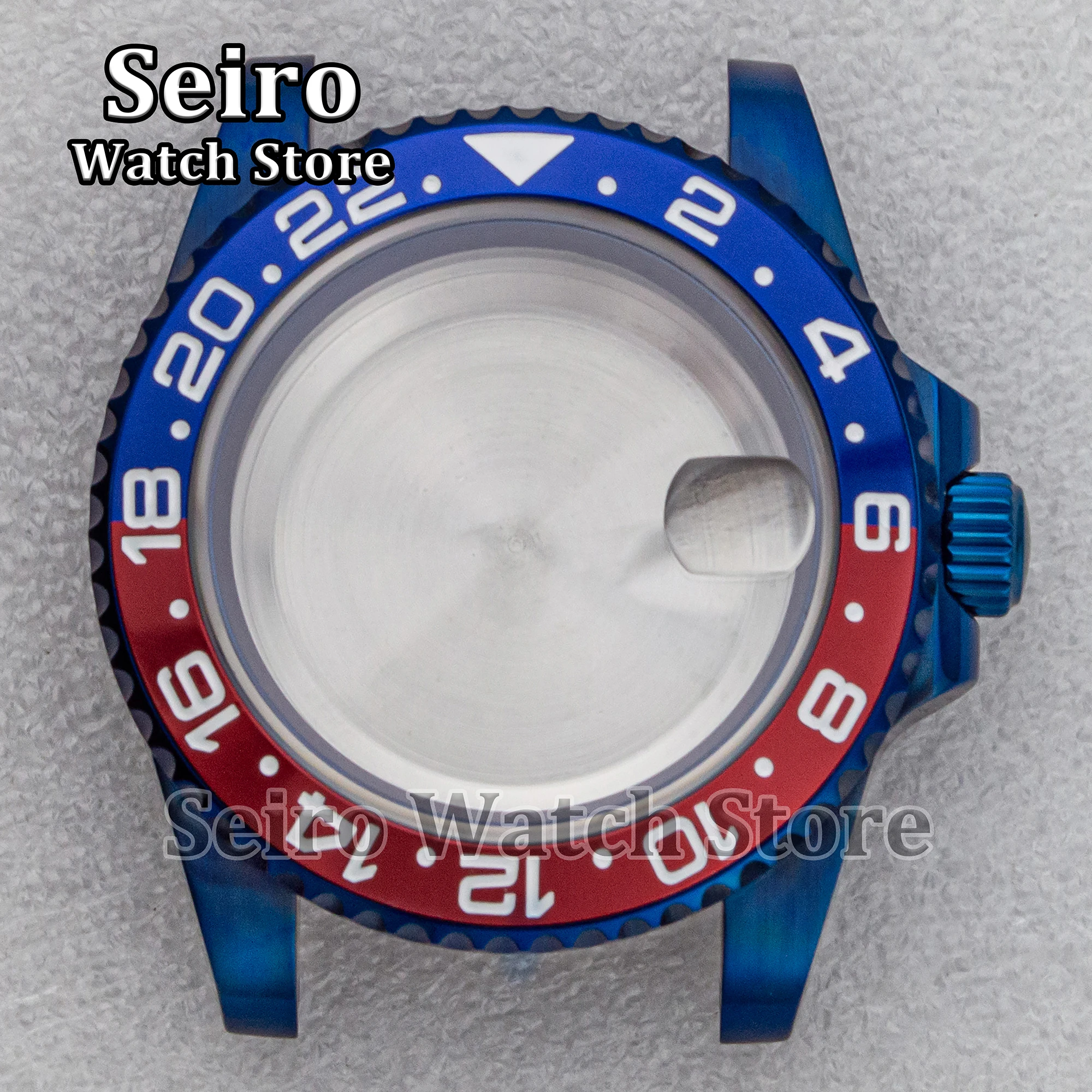 PVD Blue 40MM NH35 Case Stainless Steel Watchcase Sapphire Glass 10ATM Waterproof for GMT NH34 NH36 Movement Modification Parts