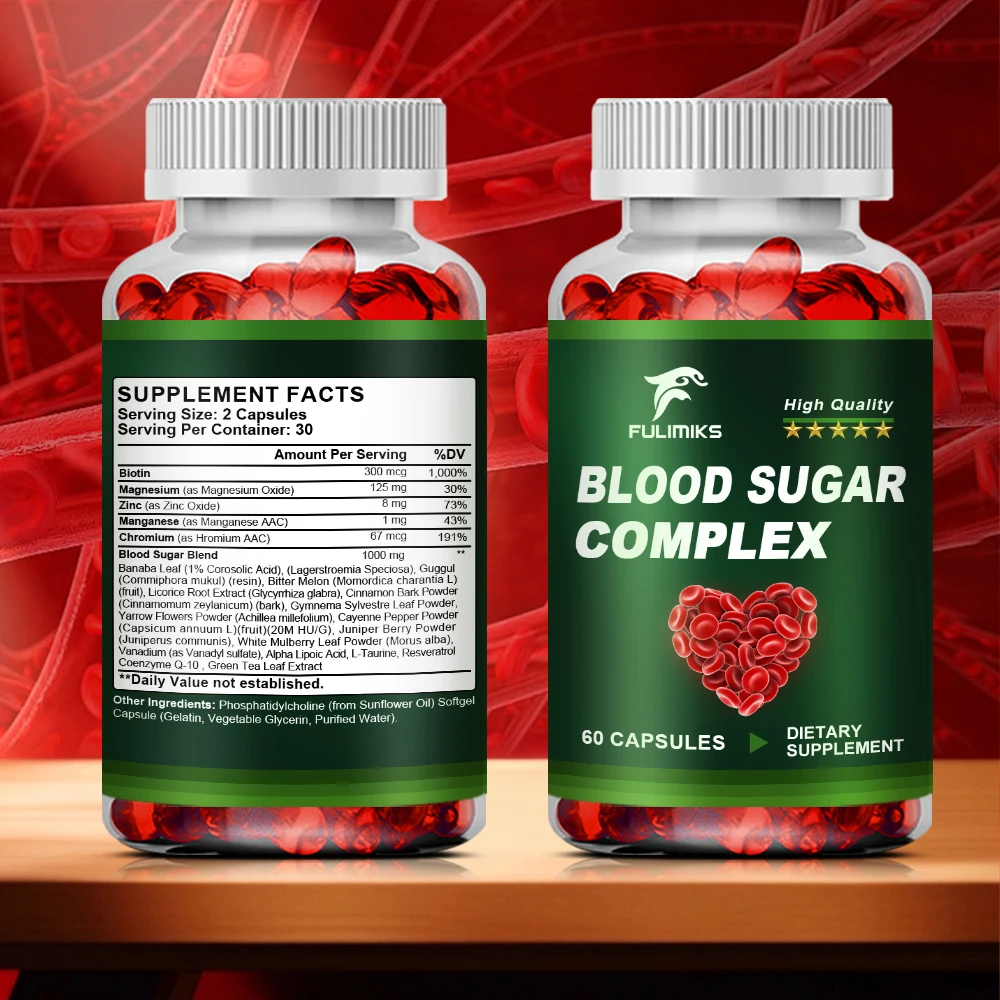 Tart Cherry Extract & Blood Sugar Complex Supplement, Powerful Antioxidant Protection, Support Joint Comfort & Body Mobility, Help Maintain Healthy Blood Sugar Level, Promote Metabolic Balance, Keep Overall Body Comfort for Men & Women