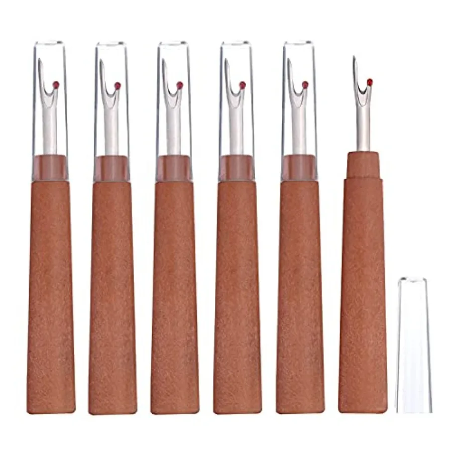 

Seam Ripper 6pcs Wooden Style Plastic Thread Cutter Stitch Remover Large Thread Remover Stitch Eraser Tag Ripper for Clothes Cr