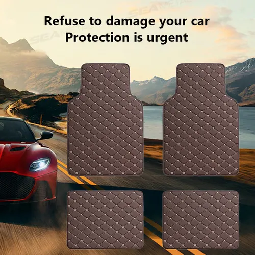 Imagen 2 del producto BLALION-alfombrillas para el suelo del coche, 4 Uds., universales, PU, impermeables, Protector de almohadilla para los pies, juego de alfombrillas delanteras y traseras, accesorios interiores