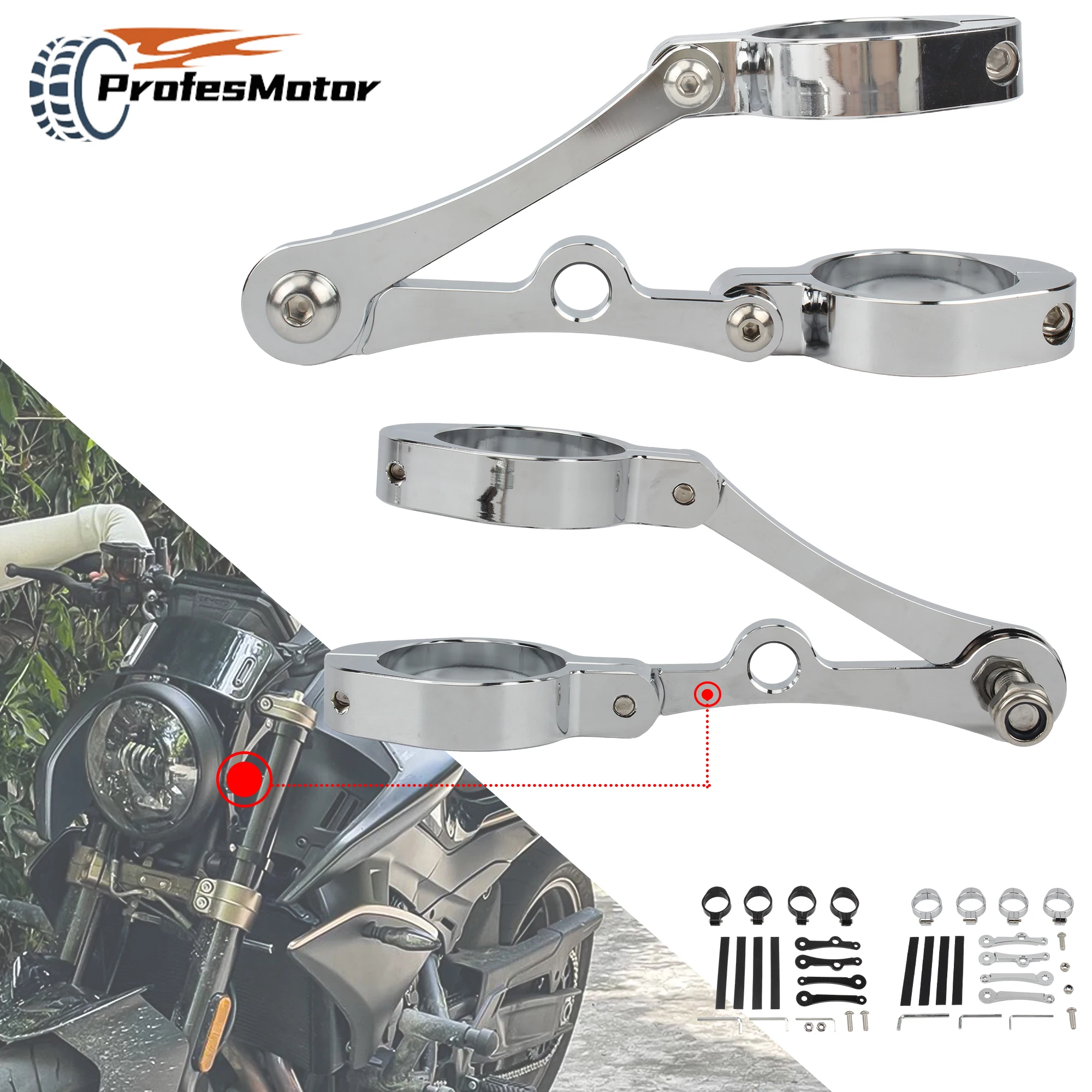 

Universal Motorcycle Spotlight Holder CNC Fork Tube Mount Clamp 39mm-41mm Headlight Bracket For Harley Cafe Racer Modified Parts