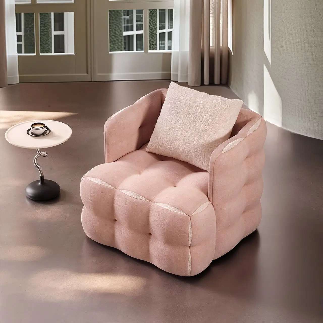 Creative arts, medieval cream style, clothing store, fabric single sofa chair