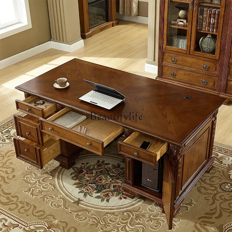 03.American all solid wood desk European desk big deskLX53