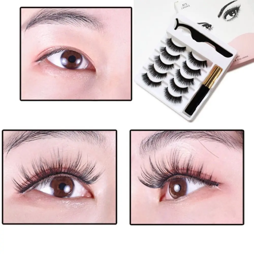 Vrouwen 3d Volledige Strip Wimper Lijmvrije Magnetische Wimpers En Eyeliner Set Wimpers Pincet 3d Valse Wimpers Wimpers Extensie