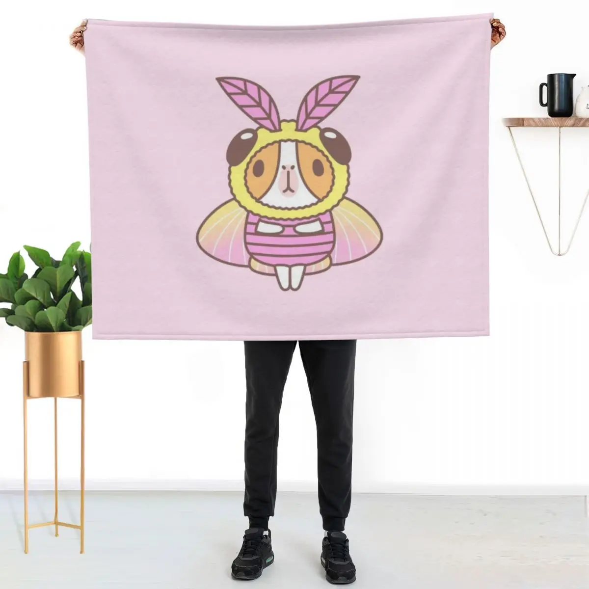 

Guinea pig in Rosy Maple Moth Costume Throw Blanket Soft Cozy Blanket for Pet Kids Adults