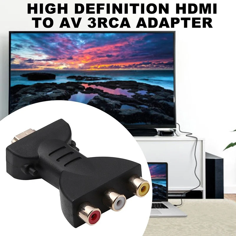 1PCS HDMI TO AV Gold-plated HDMI-compatible Male To 3 RGB RCA Video Audio Adapter AV Component Converter Connector For HDTV DVD