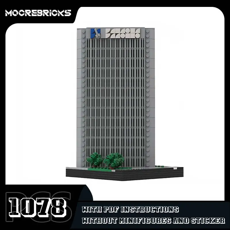 MOC-52696 Een Landelijke Plein Mini-Bouwstenen Set Klassieke Wolkenkrabber Modelarchitectuur Speelgoedstenen Kindergeschenken