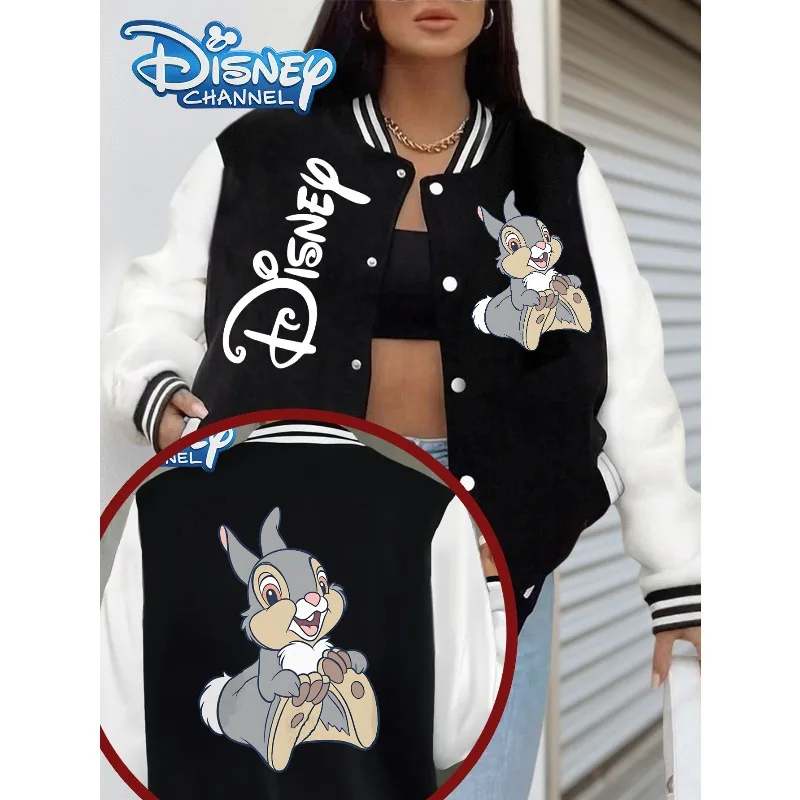 

Куртка Disney Bambi and Bunny Bunny, бейсбольная куртка, женский топ Y2K на осень/зиму, повседневная уличная одежда унисекс