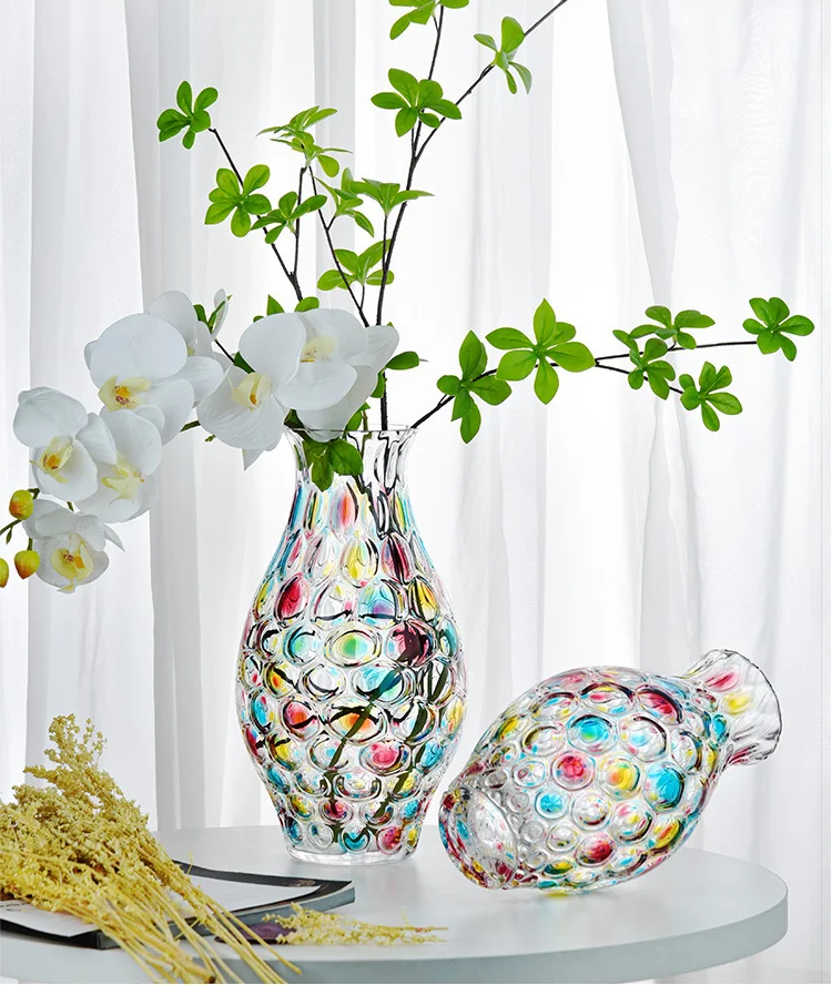 

Nordic New Creative Glass Ornament Homestay Restaurant Ins Style High Beauty Living Room Transparent Home Vase Ornament