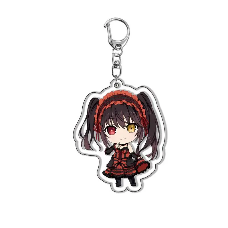 Anime DATE A LIVE Keychain Cartoon Figures Tokisaki Kurumi Yatogami Toka Himekawa Yoshino Car Keyring Cosplay Accessories Gift