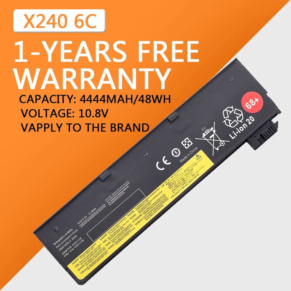 

Аккумулятор 45N1136 45N1738 для Lenovo Thinkpad X260 X240 X240S X250 T450 T470P T450S T440S K2450 W550S 45N1134 68 +