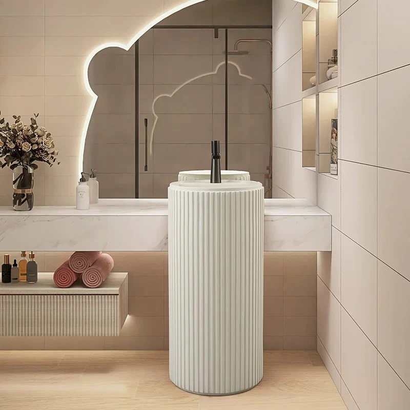 

Кремовый умывальник с полосатым узором, встроенный напольный умывальник для ванной комнаты, умывальник-колонна для отелей B&B