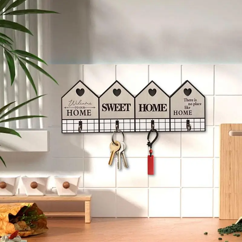 

Wall Key Holder Coat Hanger Wood Rack Clothes Bag Holder Wall Decor For Laundry Bedroom Dorm Garage Entryway RV Closet Mudroom