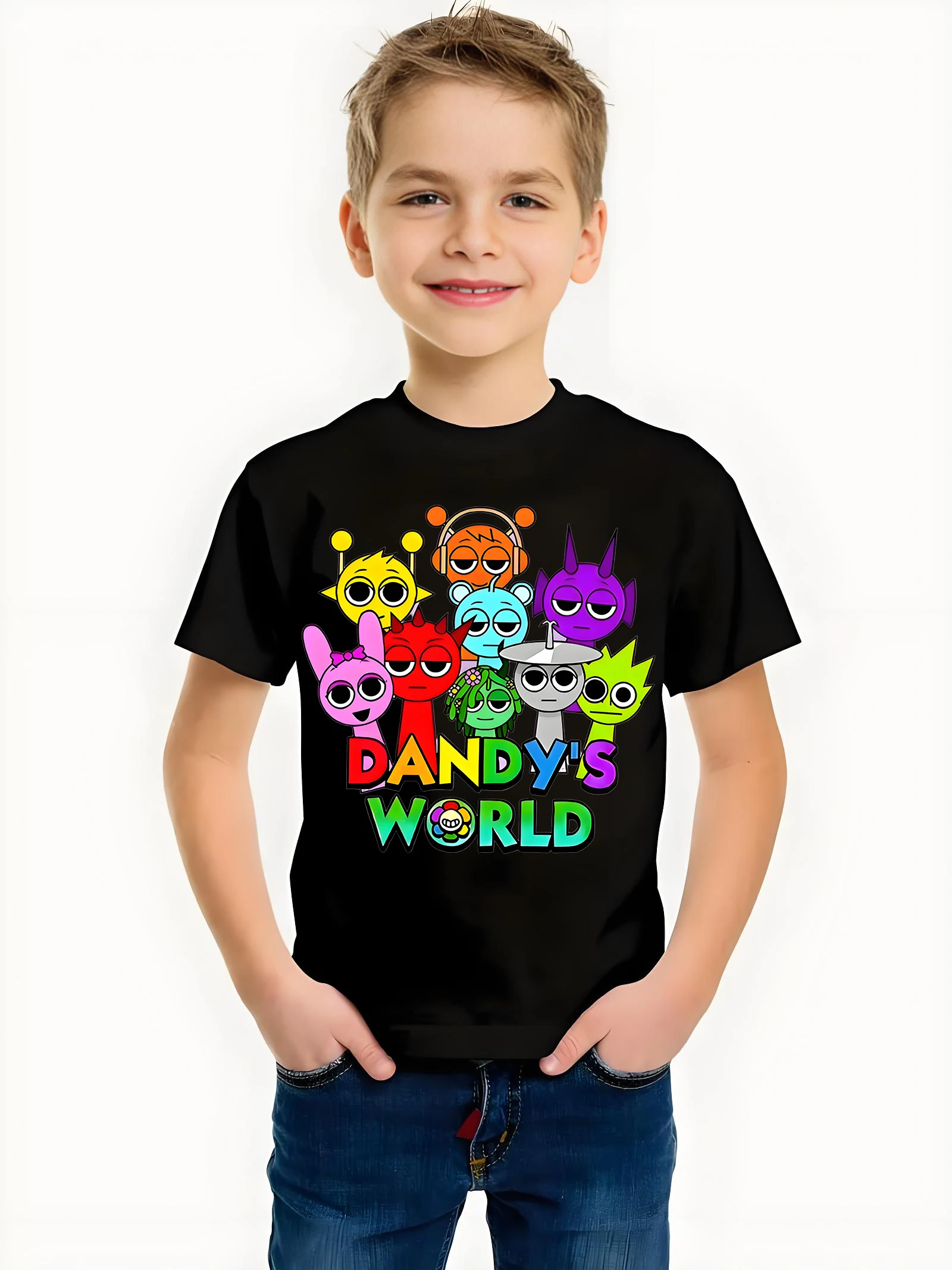 Incredibox Sprunki Dandy's World - Camiseta estampada para niños y niñas (unisex) - Camiseta informal cómoda de manga corta