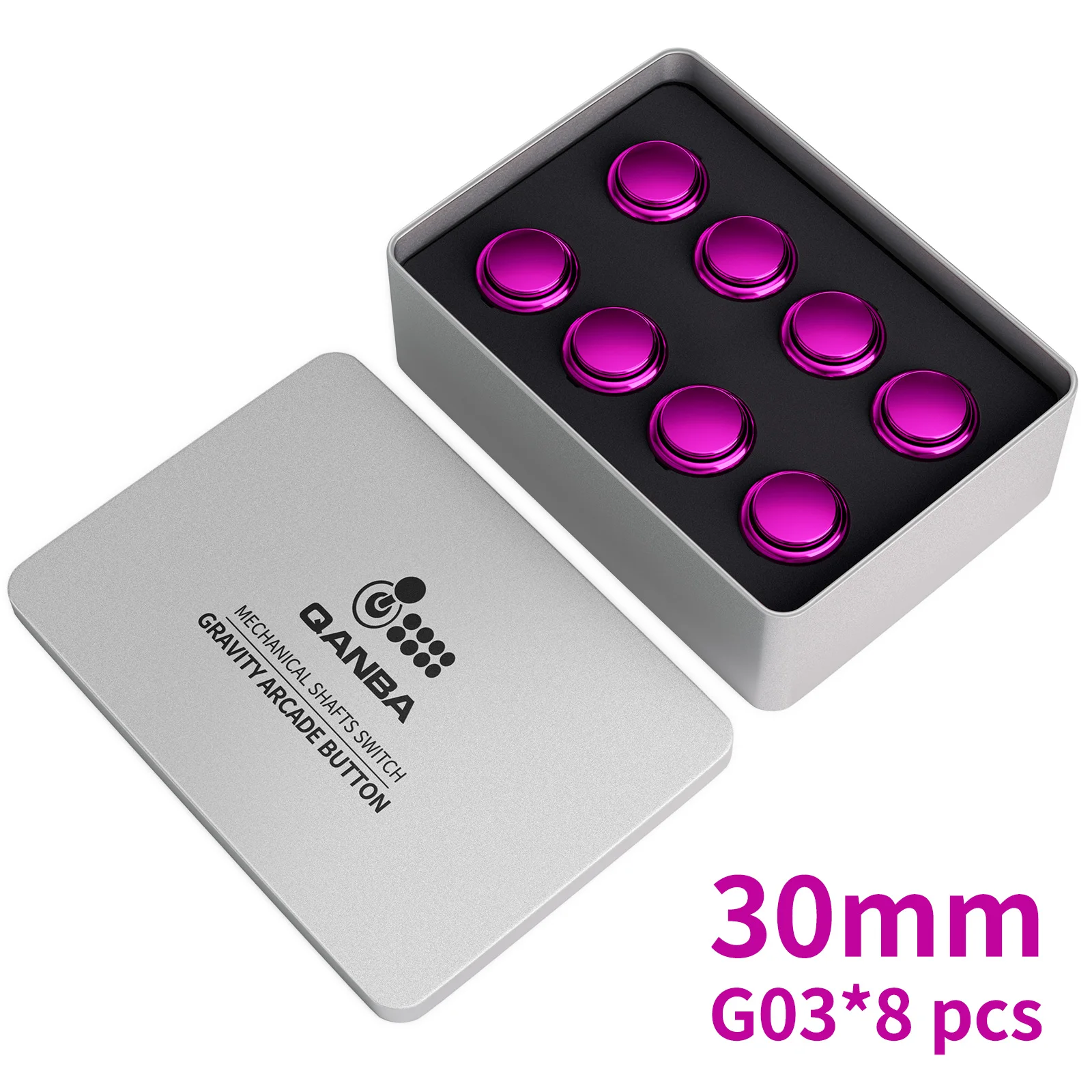QANBA Gravity KS Arcade-Tasten, metallische Farbe, 30 mm, mechanischer Drucktastenschalter, beschichtete Tasten, DIY-Teile (8 Stück) – Detail 16
