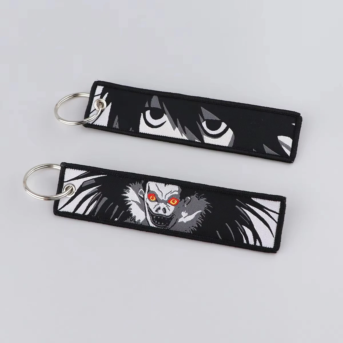 Classic Anime Series Death Note Double Sided Embroidery Key Keychains MotorcyclesCar Key Chains Keyring Accessories Key Ring