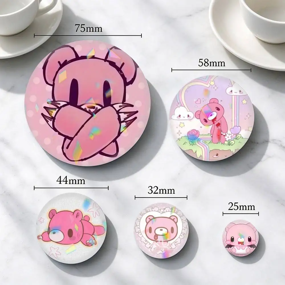 Gloomy Bear Pink Kawaii  25mm 32mm 44mm 58mm 75mm Brooches Badges Pins for Accessories Gift
