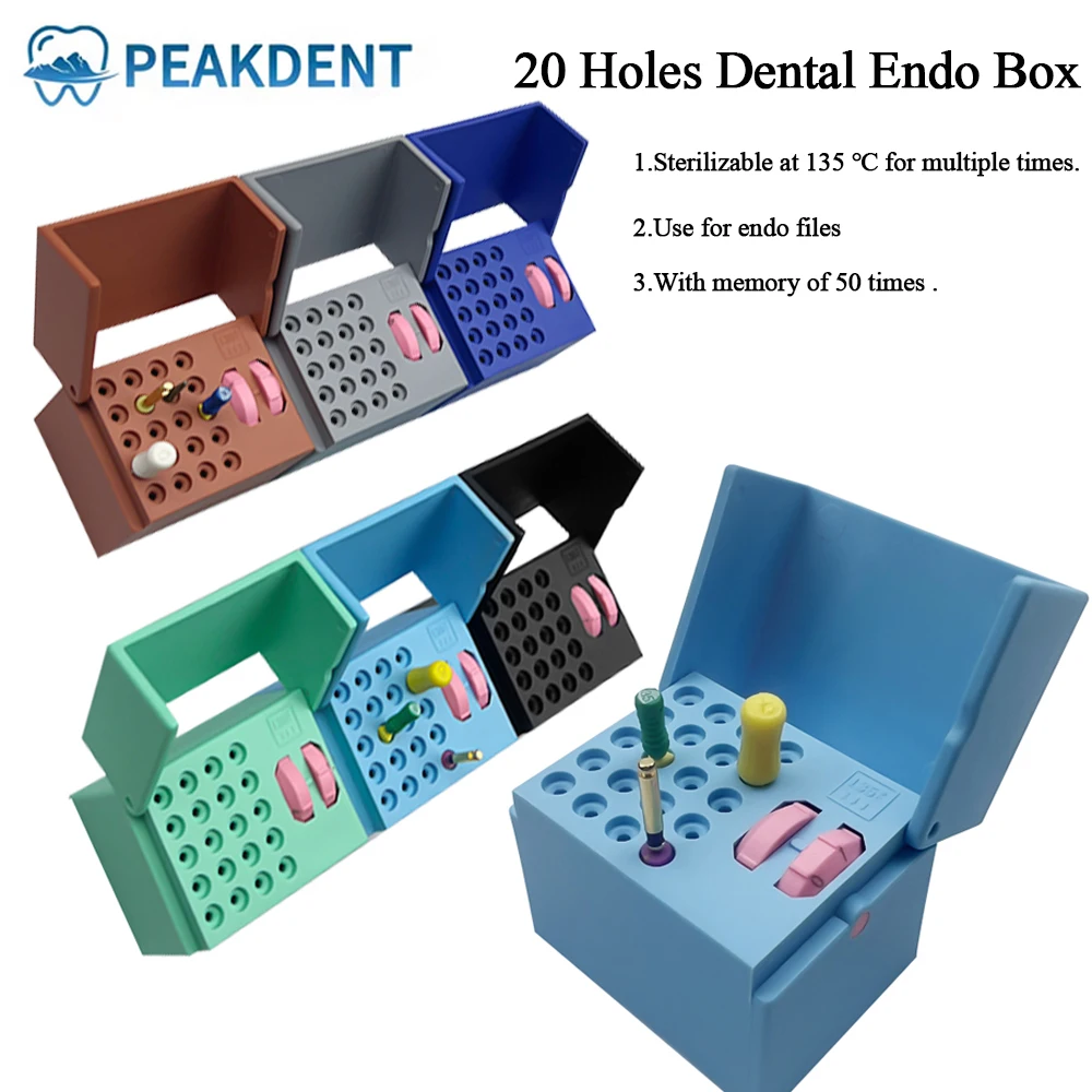 

20 Holes Dental Endo Files Disinfection Box Autoclavable With Memory Holder Measuring Counter Autoclavable 135 ℃ Oral Care Tool