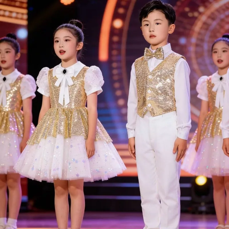 

June 1st children's chorus dress boys and girls dress primary and secondary school students recitation performance gauze skirt