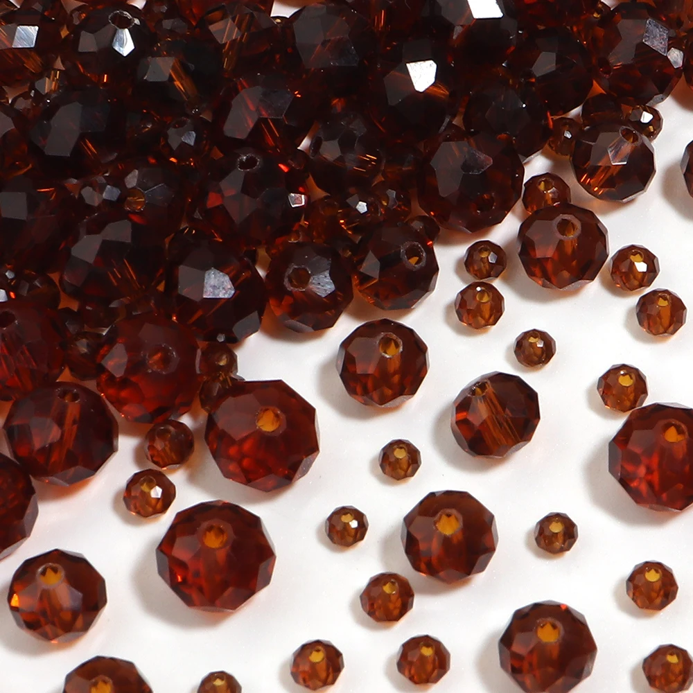 50-200pcs Brown Transparent Faceted Glass Beads Abacus Loose Spacer Bead For Jewelry Making DIY Necklace Bracelet Accessories