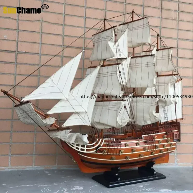 

Wooden Sailboat Model Ornaments Solid Wood Exquisite Craft Boat Home Living Room Decoration Smooth Sailing Birthday Gift
