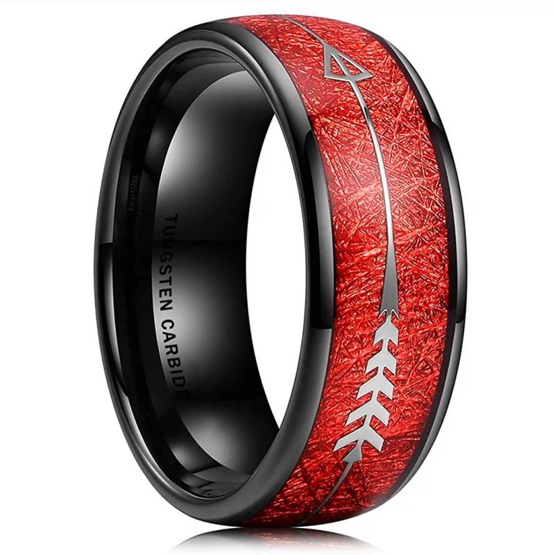 Stainless Steel Men's Rings Black Red Dual Tone Vintage Gothic Creative Design Bold Masculine Wedding Band for Jewelry