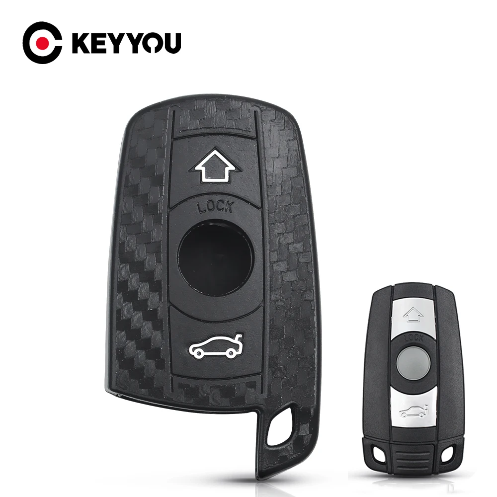 KEYYOU Silikon Auto Schlüssel Fall Für BMW X1 X5 3 5 Serie E90 E91 E92 E60 Fob Carbon Faser silikon Auto Schlüssel Abdeckung Schlüssel Auto Zubehör
