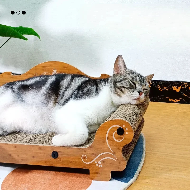 Wooden Cat Scratcher Cardboard Sofa Shape cat bed for scratching corrugated scratch board