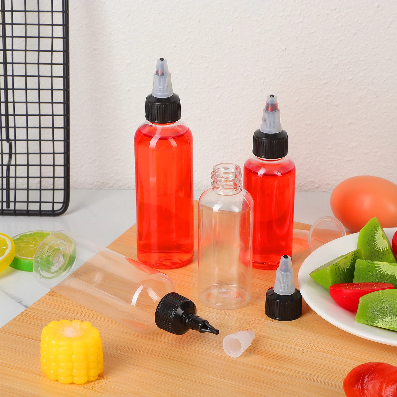 

1Set Transparent Sauce Squeeze Bottles Leak Proof Reusable Condiment Dispenser for Salad Dressing Ketchup Mustard
