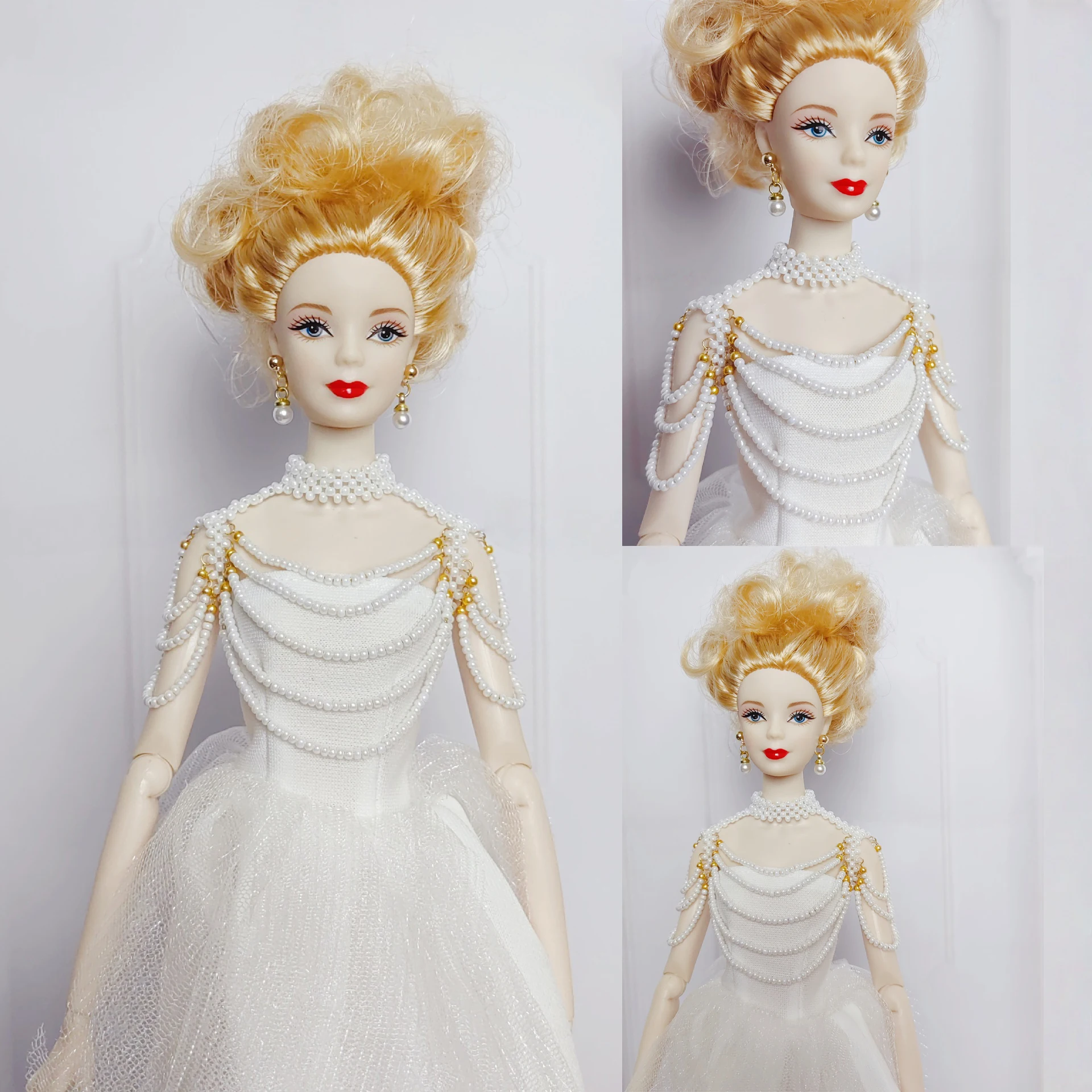 30cm Doll White Beaded Shawl 1/6 Supermodel Doll Jewelry Accessories Fashion Luxury Princess Dress Up For 1/6 Xianxian Doll Toys