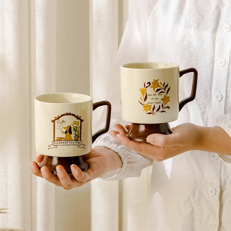 

High-value Ceramic Milk Mug, Cute Tall Gift Breakfast Creative Water Cup, Simple Coffee Mug